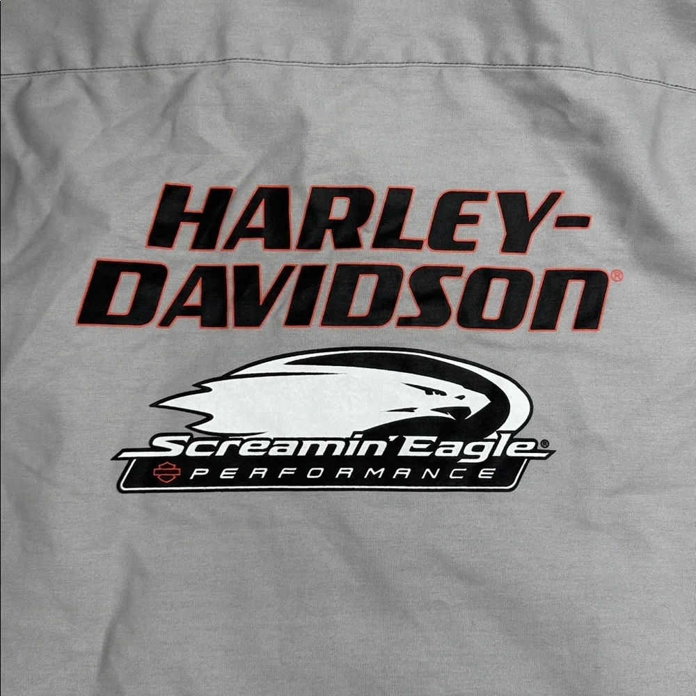 Womens Harley Davidson Screamin Eagle Performance Button Down Shirt Large L gray - Picture 8 of 8